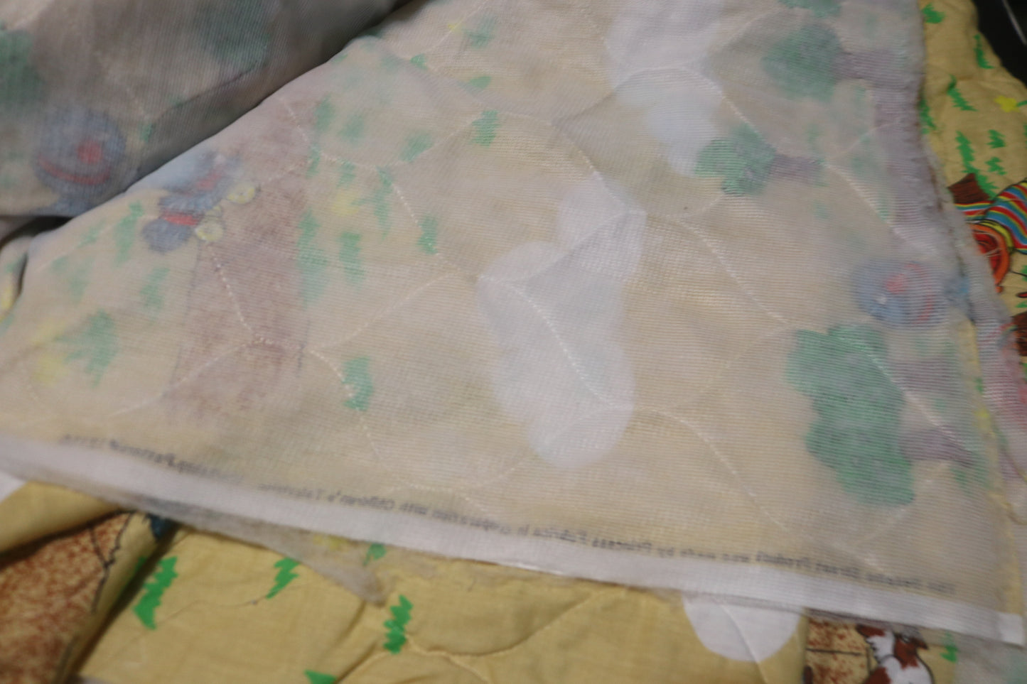 4+ Yards Vintage Rare Sesame Street Quilted Fabric with Big Bird, Bert and Ernie, Cookie Monster, Oscar the ground and Grover.