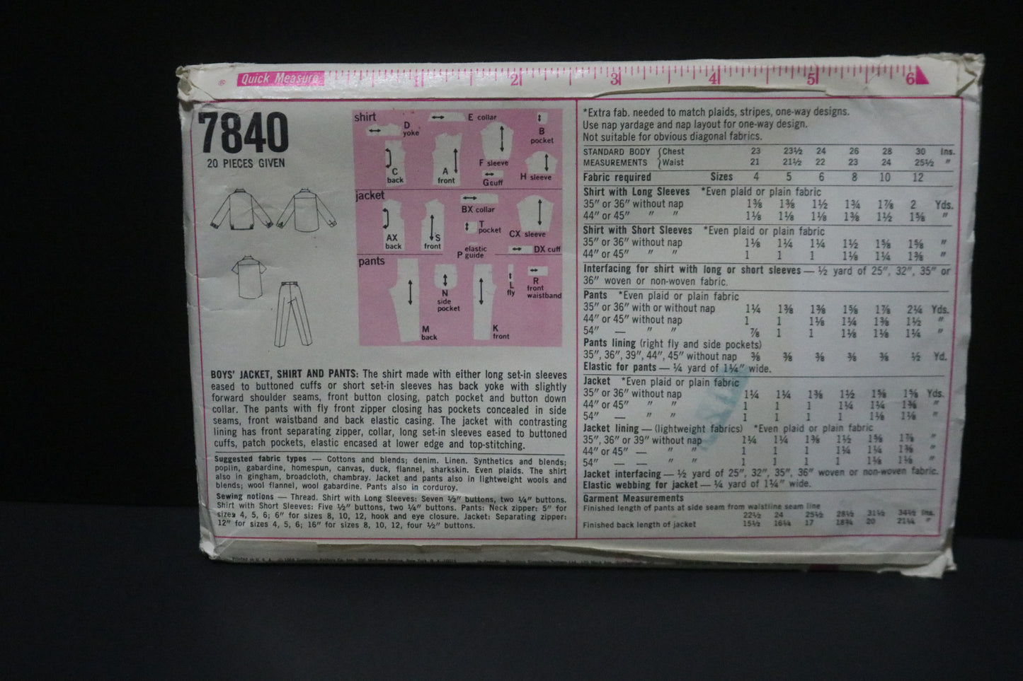 Simplicity 7840 Boys jacket Shirt and Pants Sewing Pattern UNCUT Size  8 Chest 26