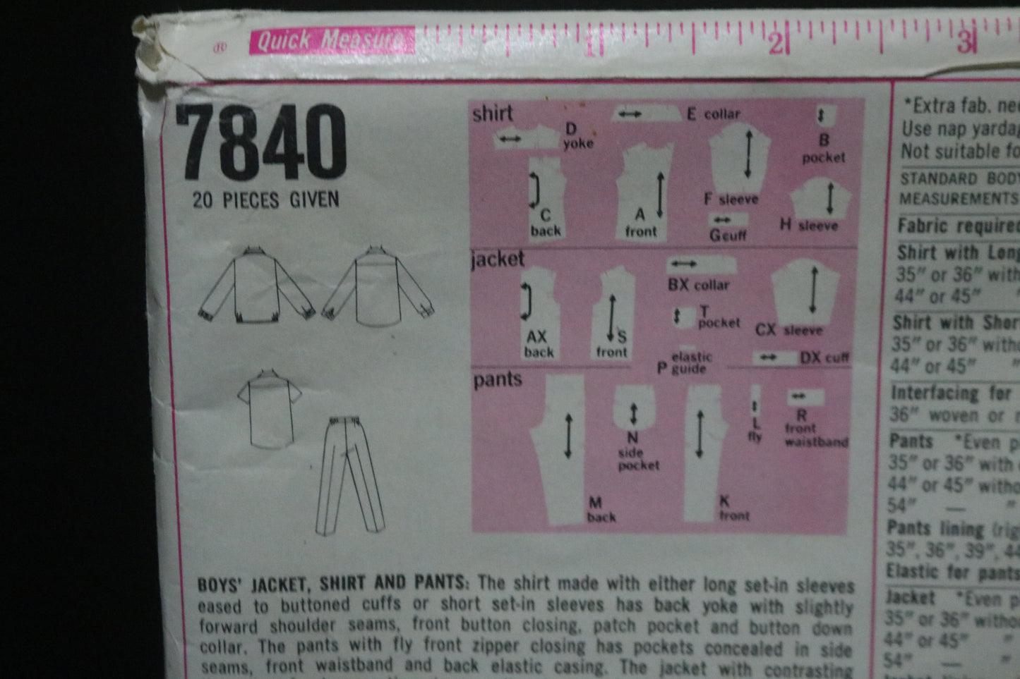 Simplicity 7840 Boys jacket Shirt and Pants Sewing Pattern UNCUT Size  8 Chest 26