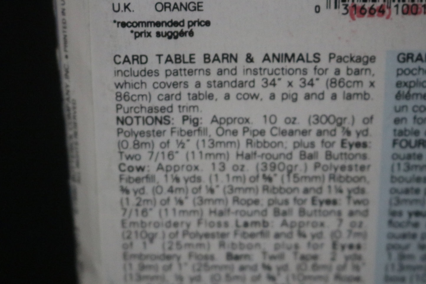 Butterick 4683 Card Table Barn & Animals Sewing Pattern UNCUT