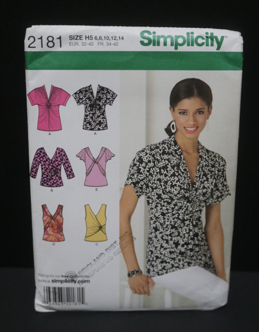 Simplicity 2181 Misses Knit Tops Sewing Pattern - UNCUT - Size 6 8 10 12 14