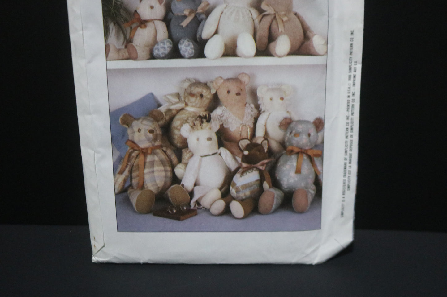 Simplicity 7826 Stuffed Bears in Three Sizes Sewing Pattern UNCUT -