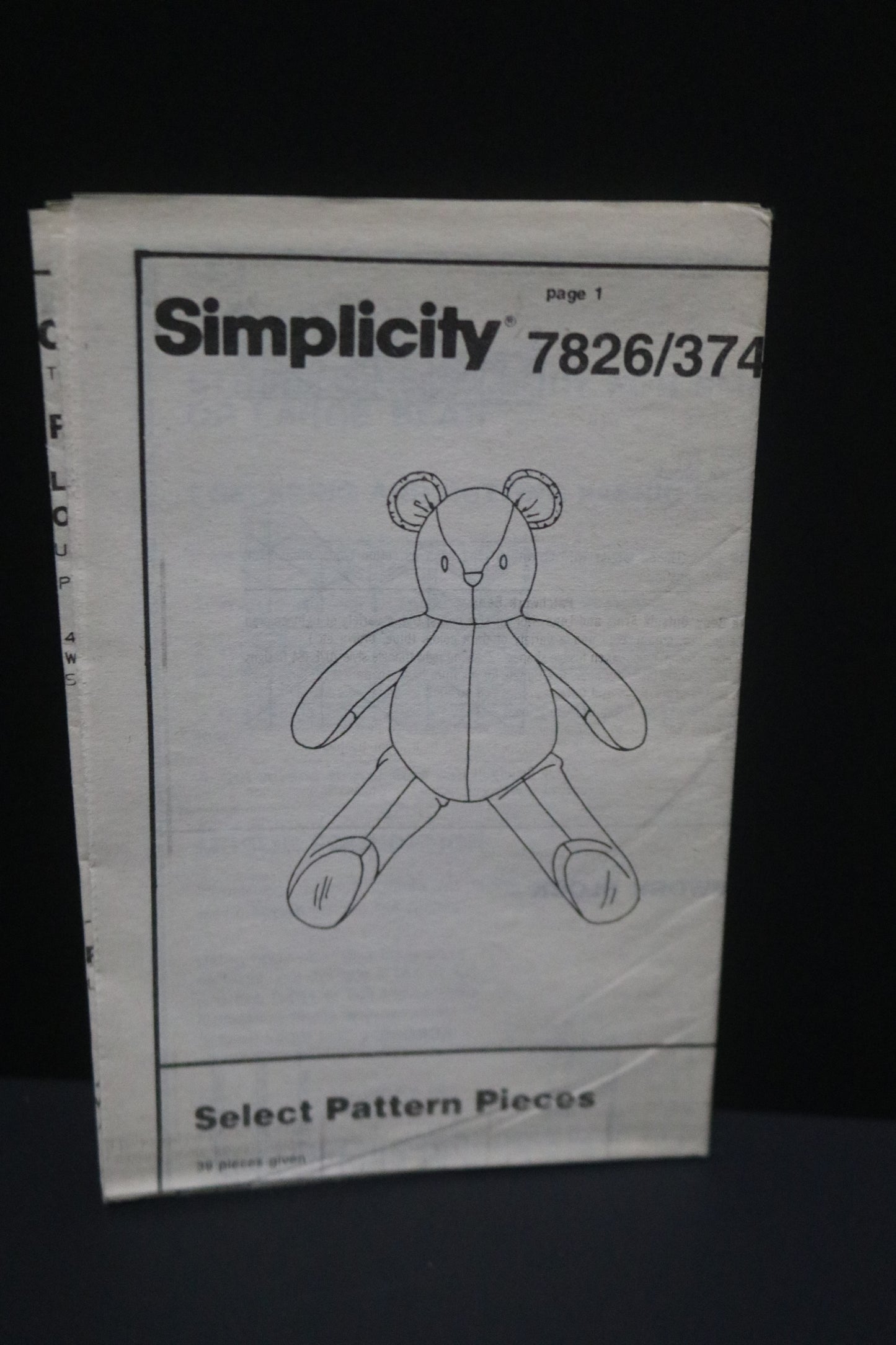 Simplicity 7826 Stuffed Bears in Three Sizes Sewing Pattern UNCUT -