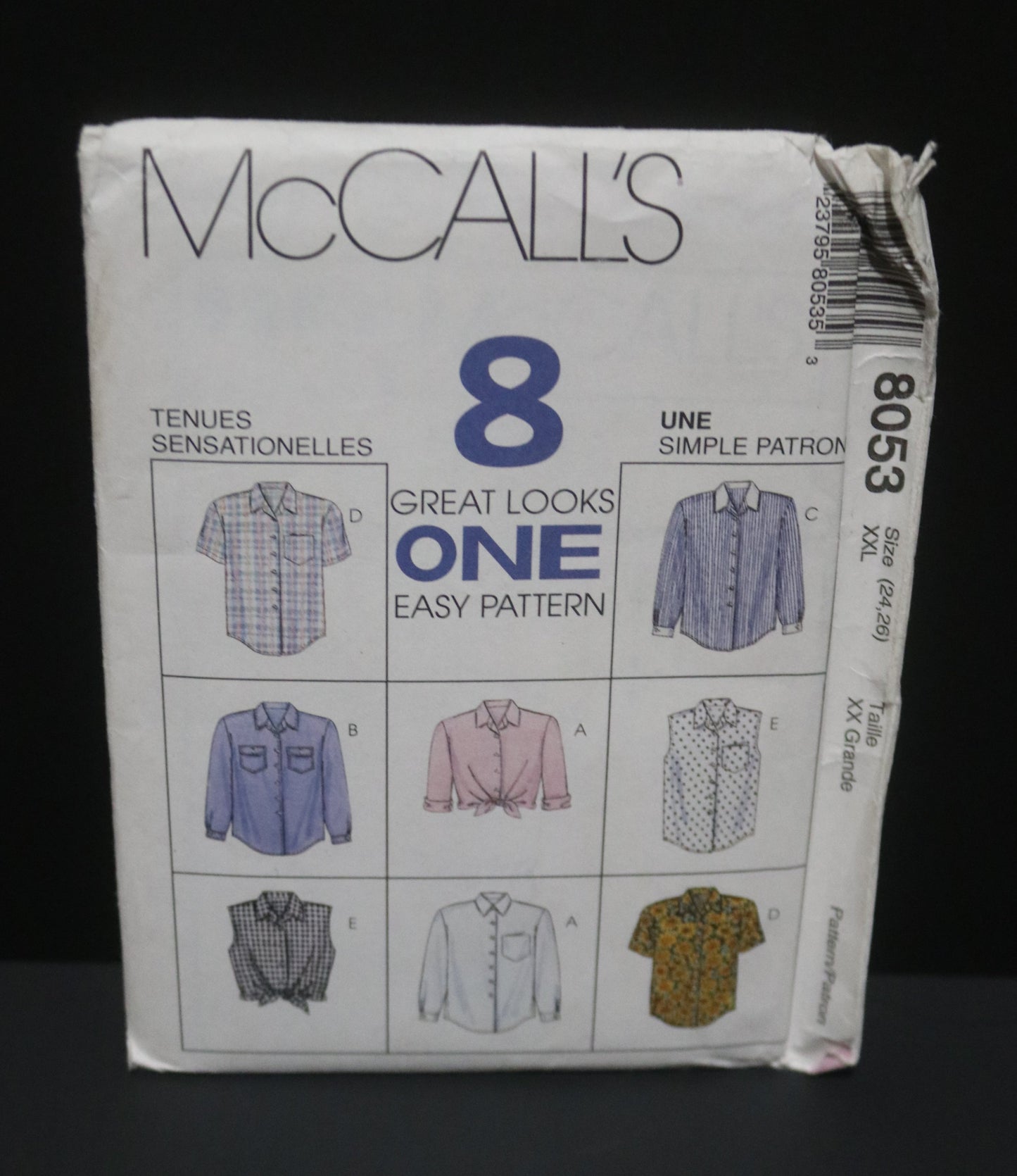 McCalls 8053 Misses Shirts Sewing Pattern UNCUT - Size XXL ( 24,26)