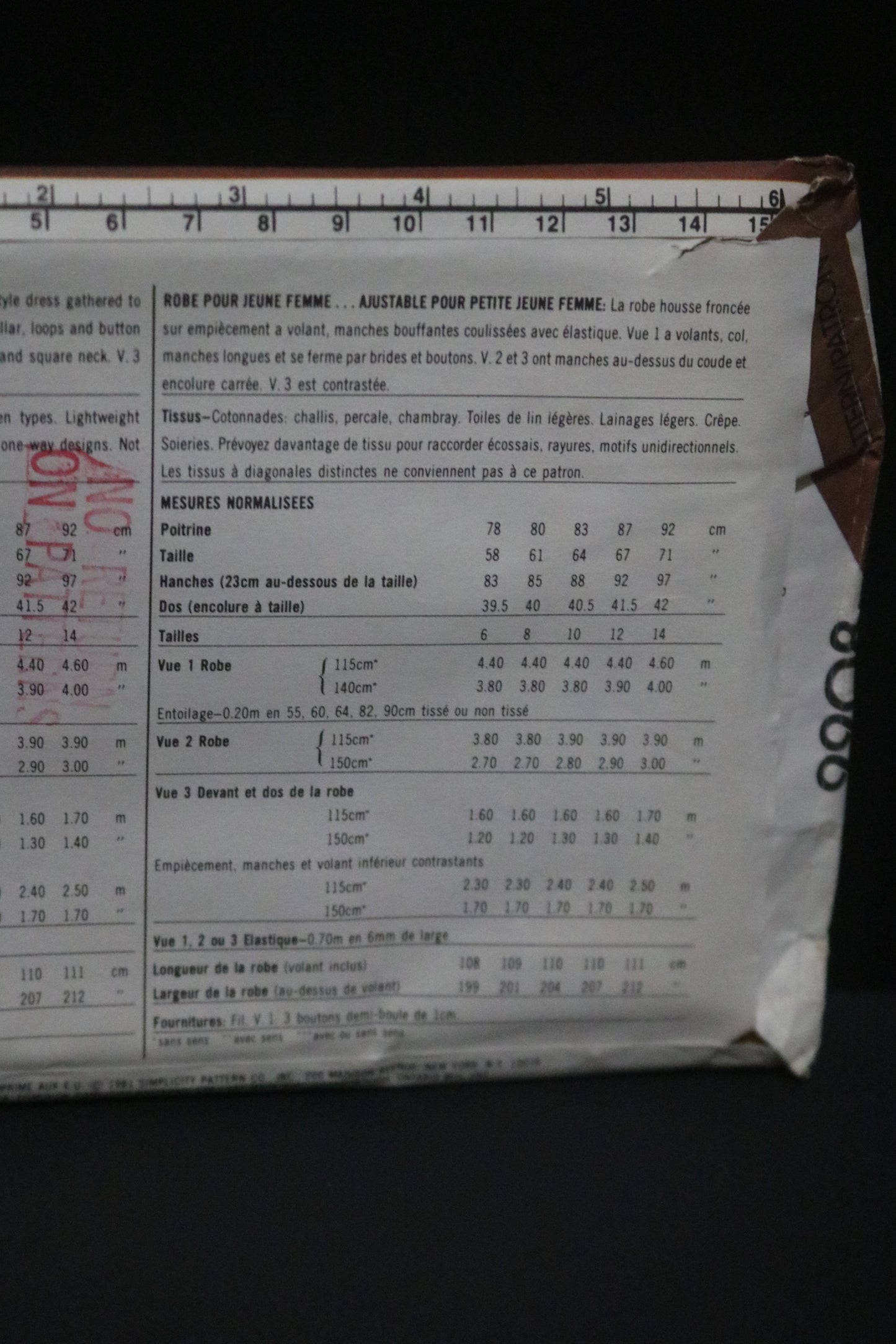 Simplicity 9908  Misses Pullover Dress Sewing Pattern  UNCUT Size 12