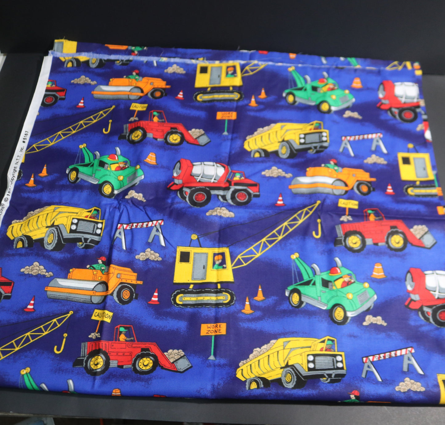 2+  Yards 1997 Fabric Traditions Construction Quilting Fabric 81" x 44" featuring Boys Toys Construction Trucks