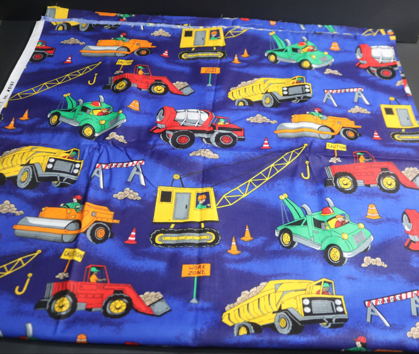 2+  Yards 1997 Fabric Traditions Construction Quilting Fabric 81" x 44" featuring Boys Toys Construction Trucks