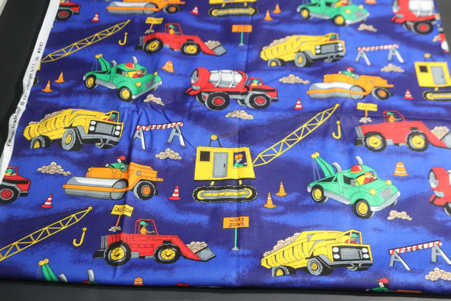 2+  Yards 1997 Fabric Traditions Construction Quilting Fabric 81" x 44" featuring Boys Toys Construction Trucks