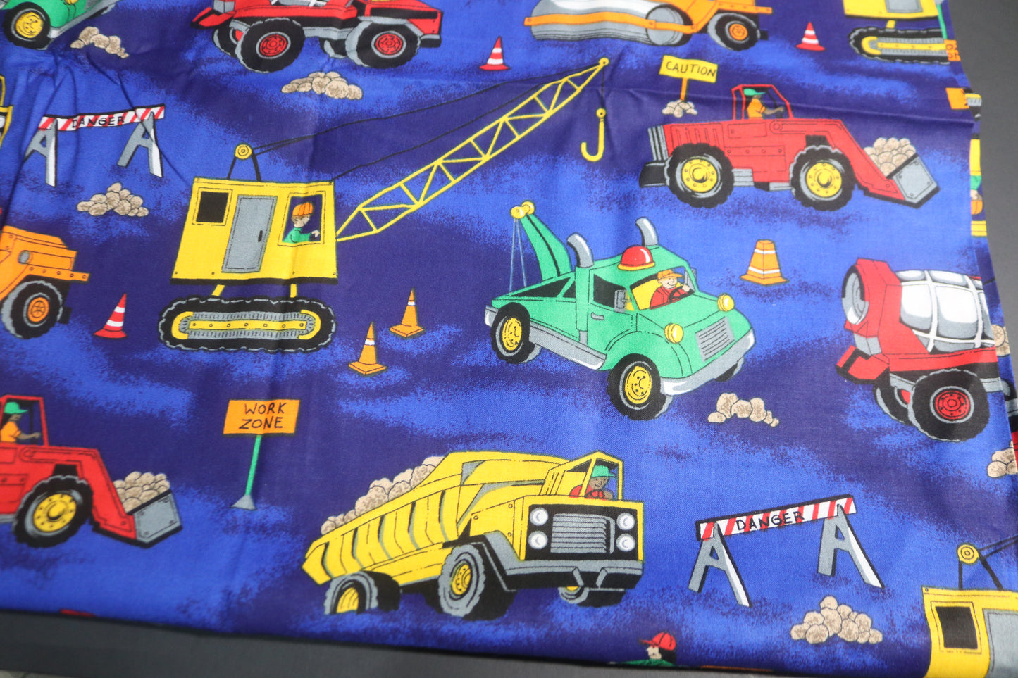 2+  Yards 1997 Fabric Traditions Construction Quilting Fabric 81" x 44" featuring Boys Toys Construction Trucks