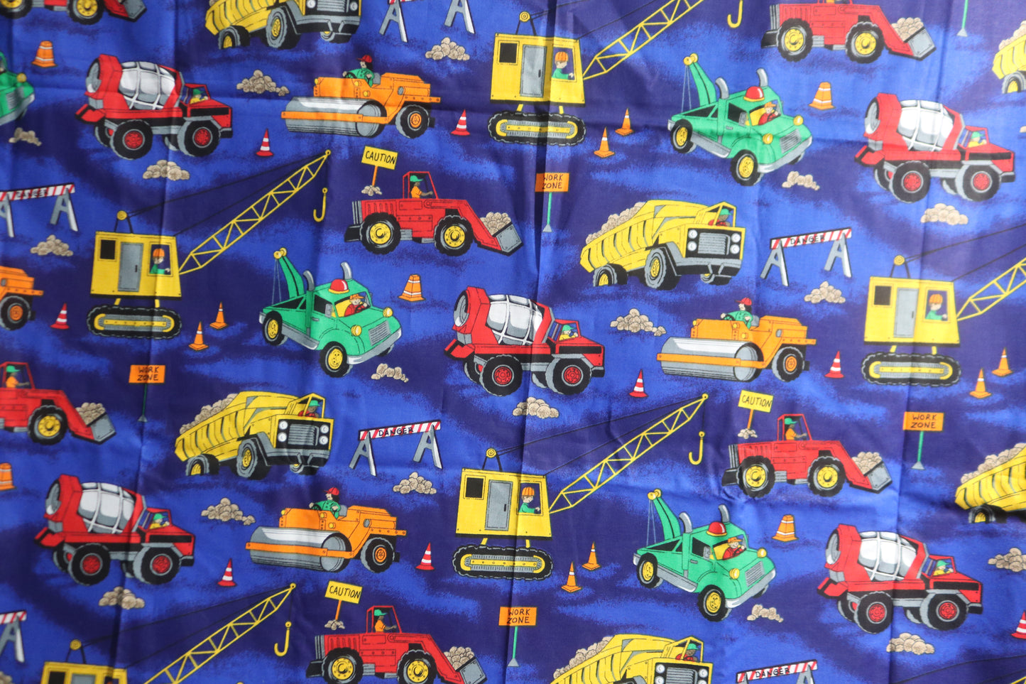 2+  Yards 1997 Fabric Traditions Construction Quilting Fabric 81" x 44" featuring Boys Toys Construction Trucks