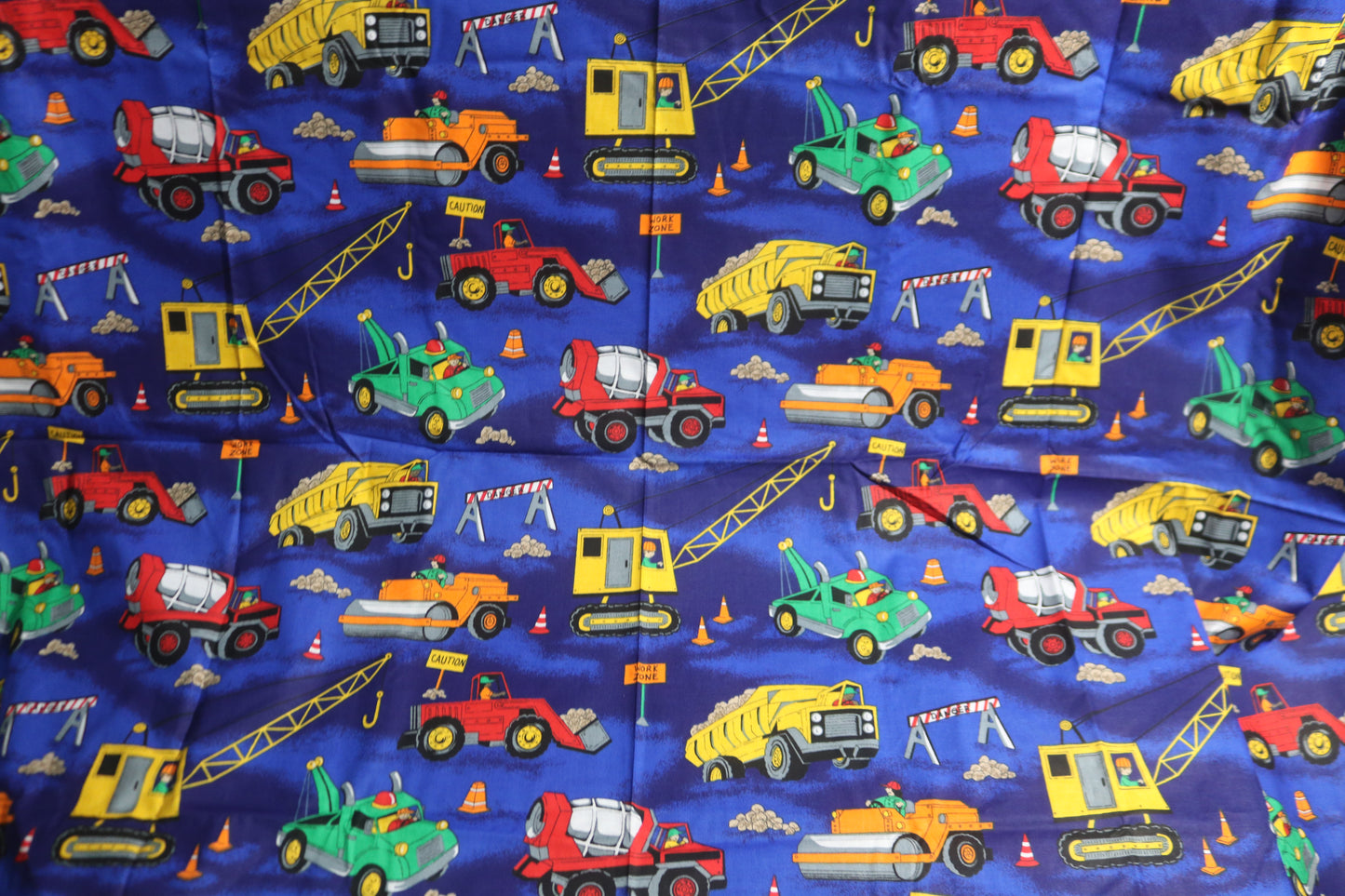 2+  Yards 1997 Fabric Traditions Construction Quilting Fabric 81" x 44" featuring Boys Toys Construction Trucks