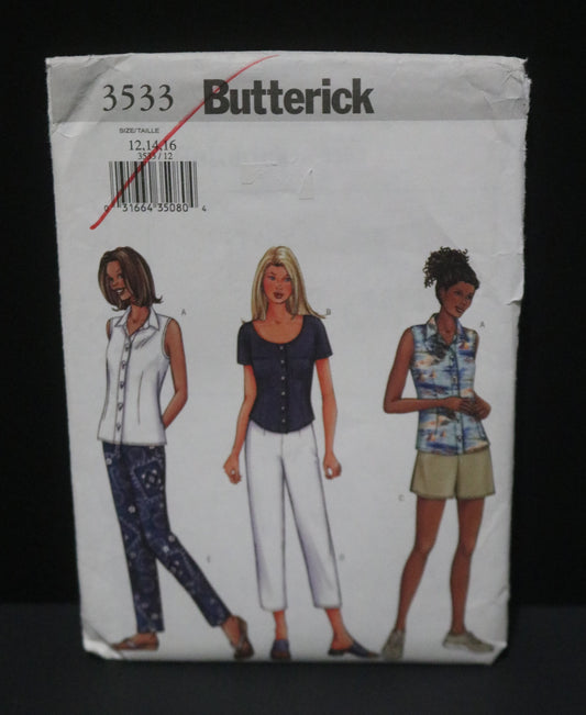 Butterick 3533 Misses / Misses Petite Top, Shorts and Pants Sewing Pattern UNCUT  Size 12 14 16