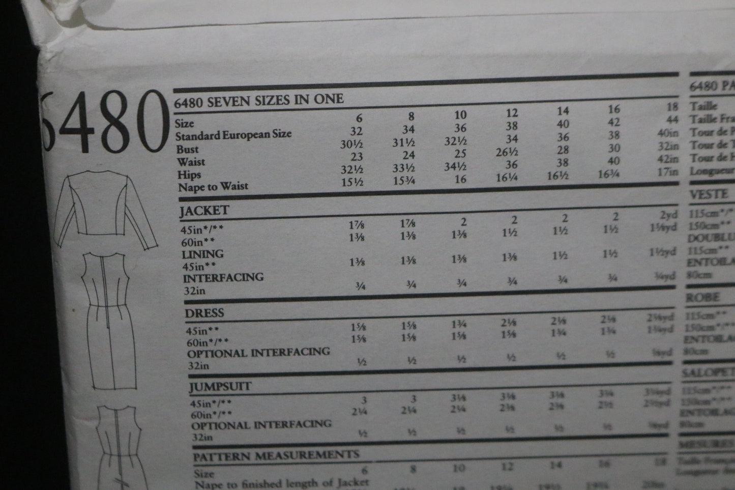 New look 6480 Misses Jacket Dress and Jumpsuit Sewing Pattern - UNCUT - Size 6 - 18