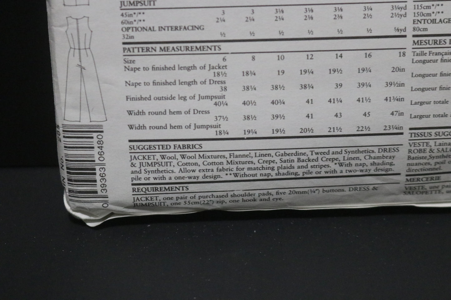 New look 6480 Misses Jacket Dress and Jumpsuit Sewing Pattern - UNCUT - Size 6 - 18