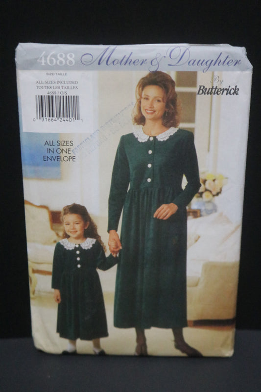 Butterick 4688  Misses / Children's Dress Sewing Pattern Sewing Pattern UNCUT Childs Size 2 - 6X Misses Size XS S M L