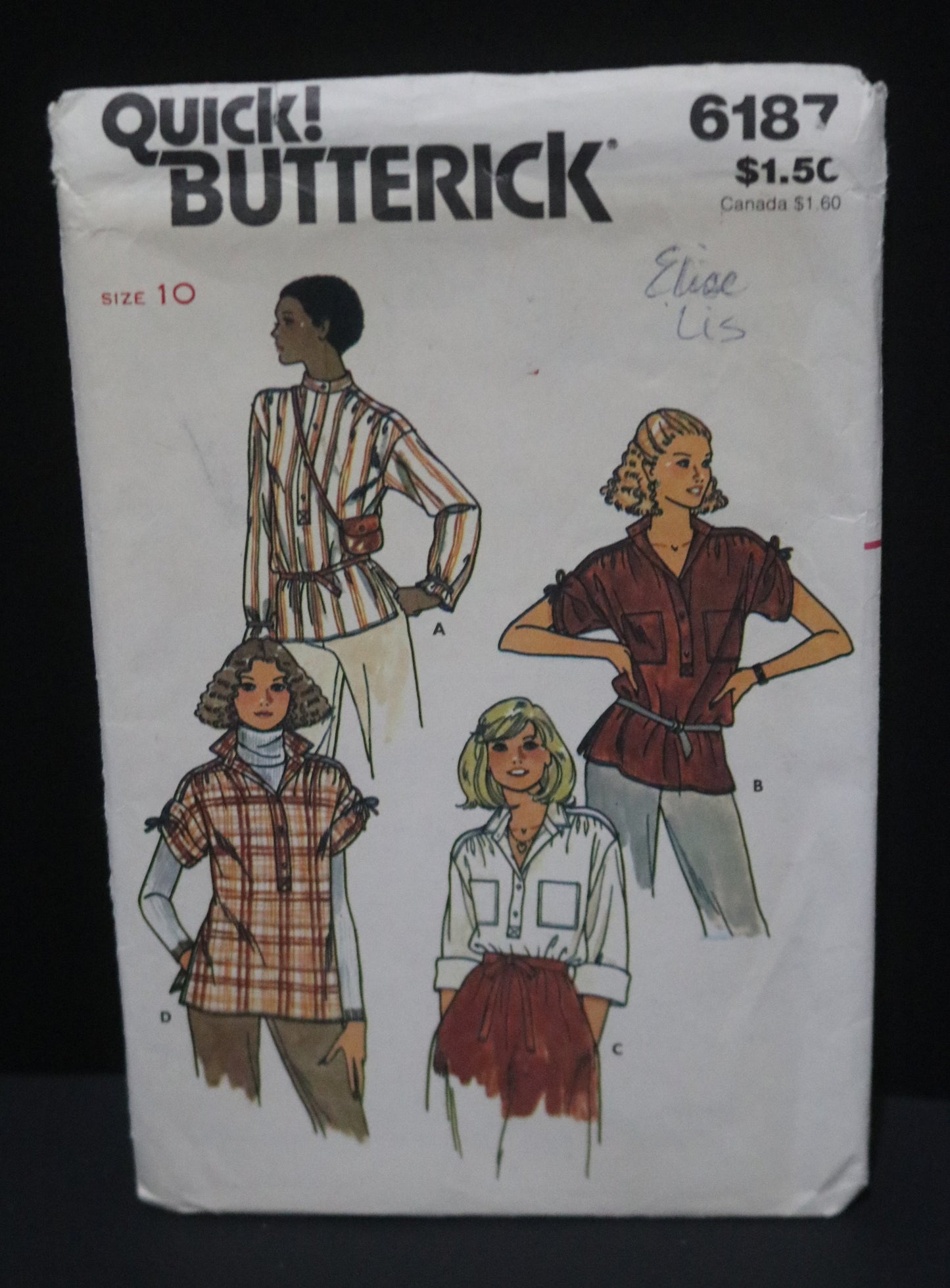 70s Butterick 6187 Misses Top Sewing Pattern UNCUT  Size 10