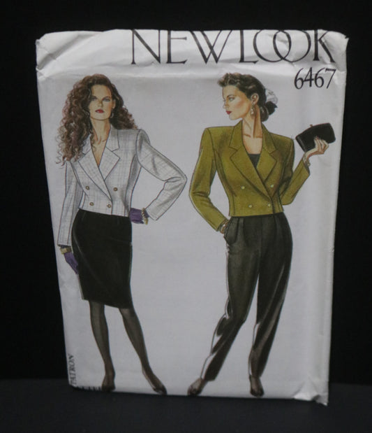 New Look 6467 Misses Double Breasted Jacket Skirt and Pants Sewing Pattern - UNCUT - Size 8 - 18