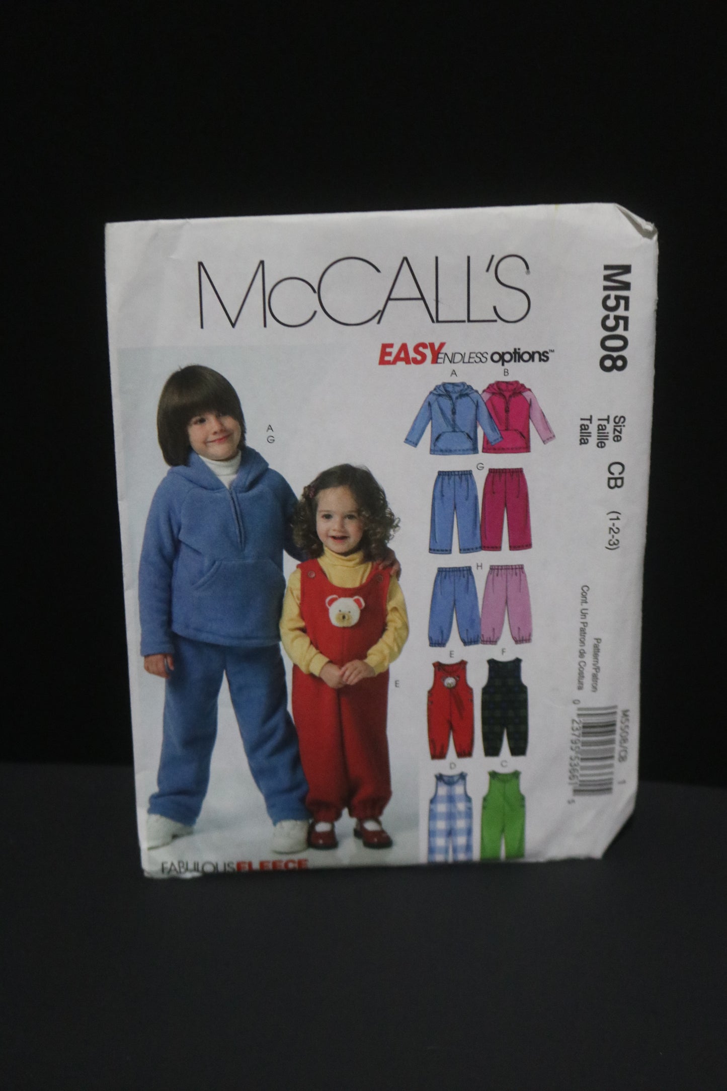 McCalls 5508 Toddlers and Childrens Tops Jumpsuits and Pants Sewing Pattern - Size 1 2 3 or Size 4 5 6