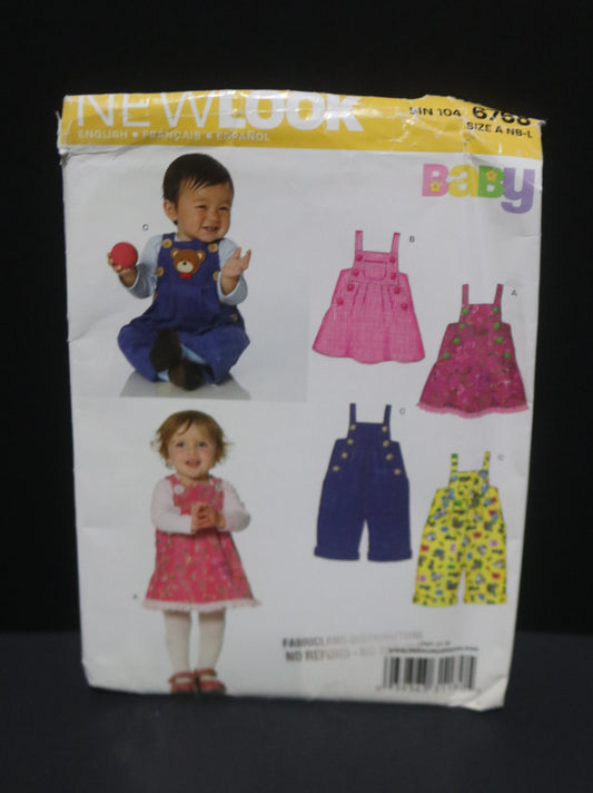 New look 6768 Overalls and Jumper Sewing Pattern - UNCUT - Size NB - L