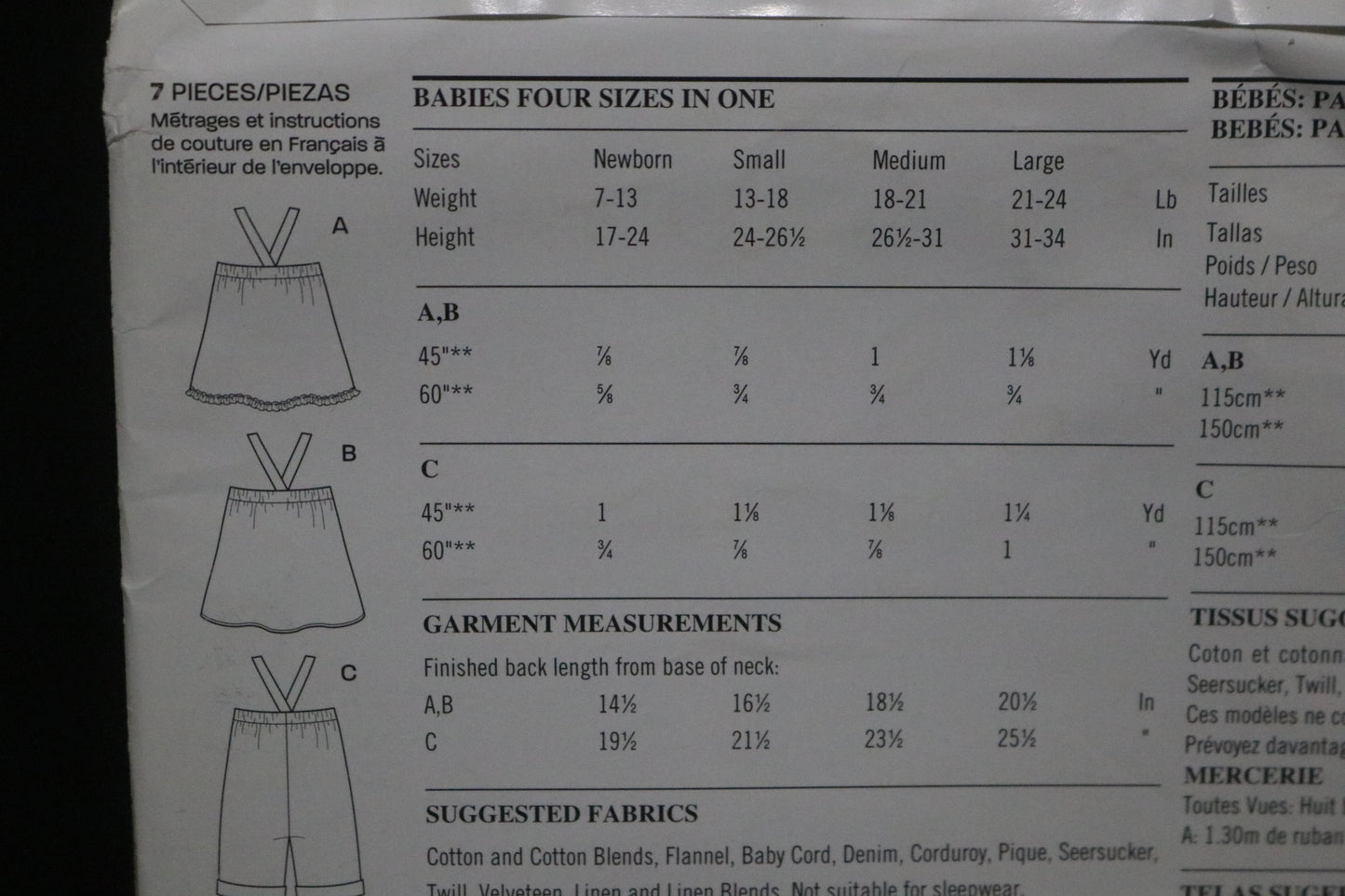 New look 6768 Overalls and Jumper Sewing Pattern - UNCUT - Size NB - L