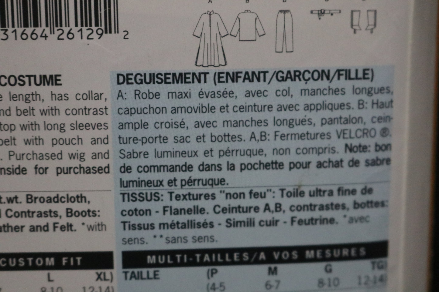 Butterick 5175 Boys Girls Star Wars Luke and Leah Costume  Sewing Pattern - UNCUT - Size S M L XL