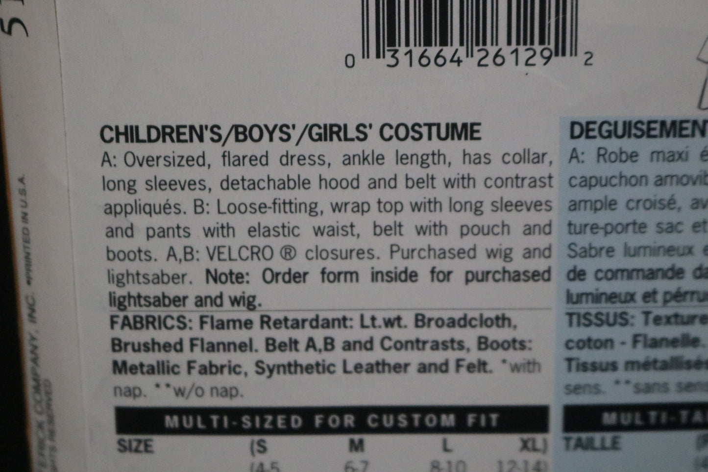 Butterick 5175 Boys Girls Star Wars Luke and Leah Costume  Sewing Pattern - UNCUT - Size S M L XL