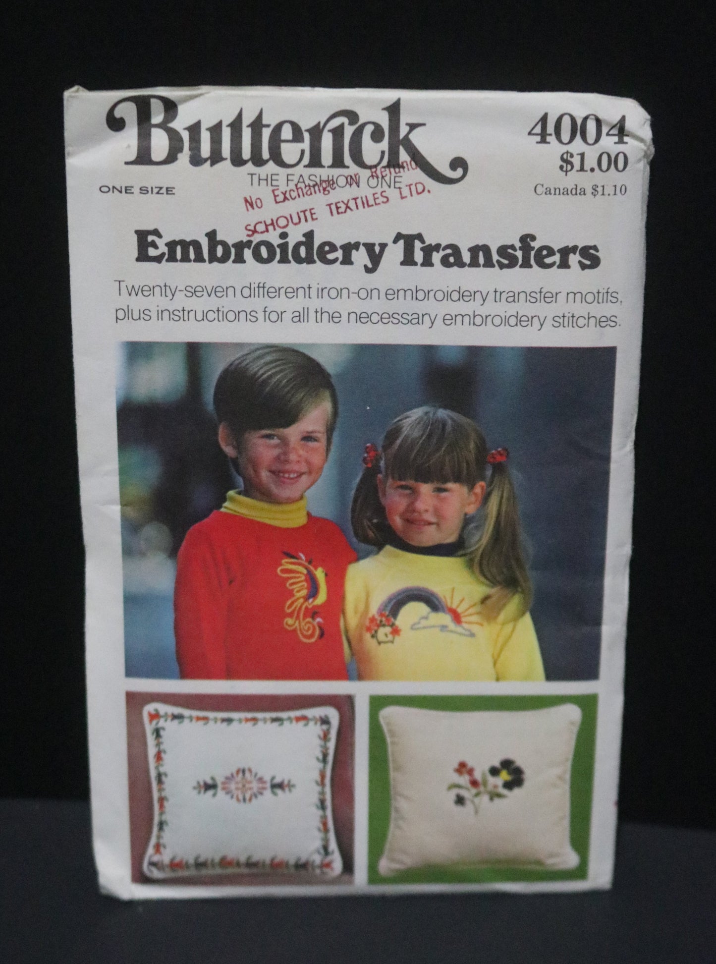 70s Butterick 4004 Embroidery Transfers UNCUT