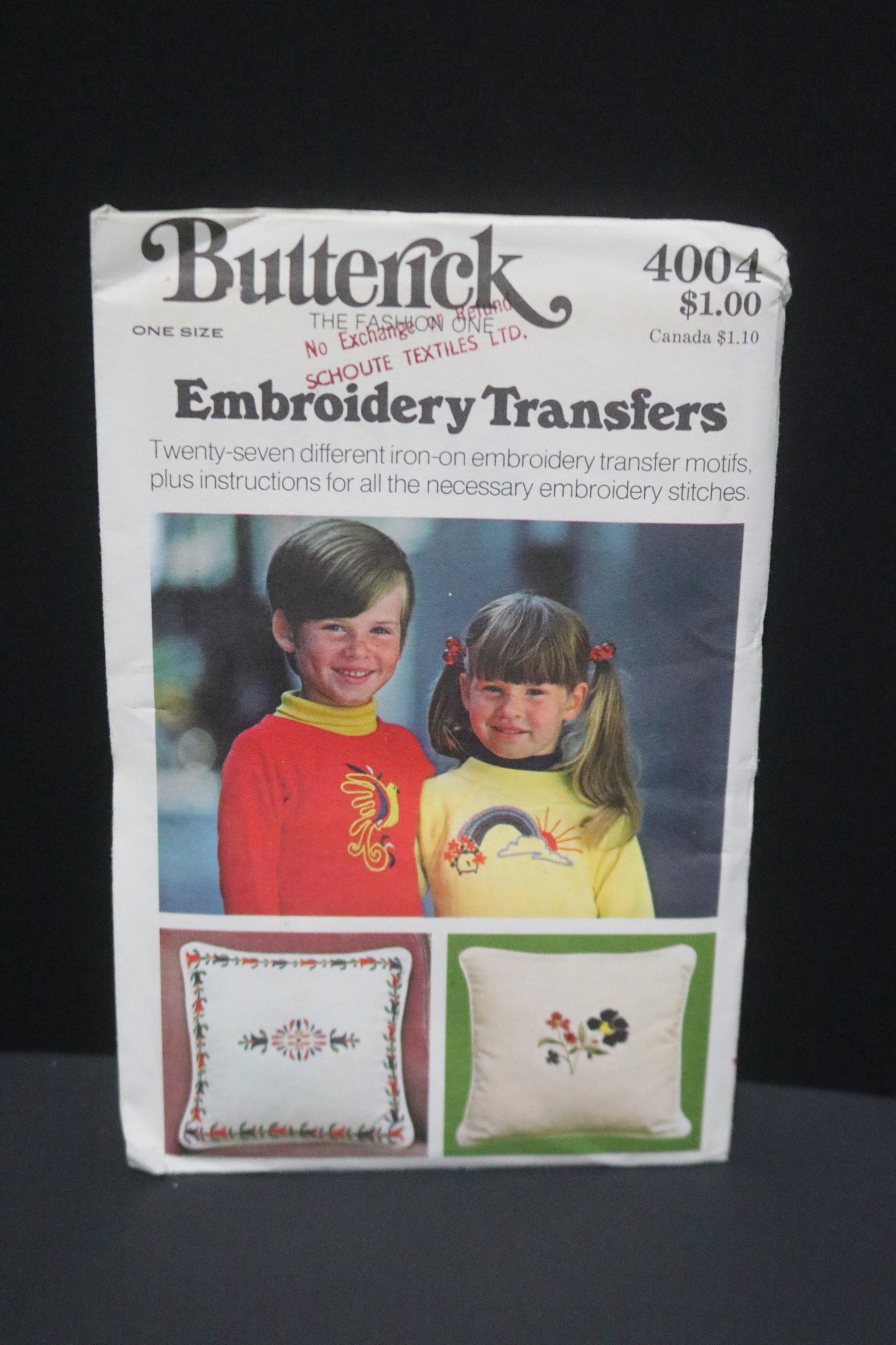 70s Butterick 4004 Embroidery Transfers UNCUT