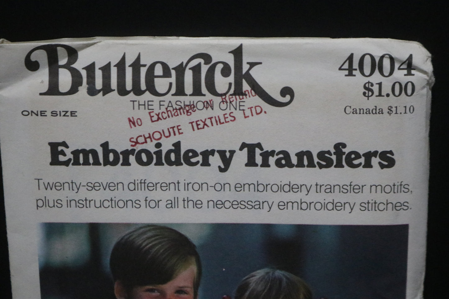 70s Butterick 4004 Embroidery Transfers UNCUT