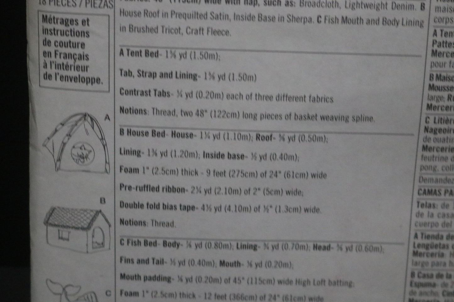 Simplicity 9004 Cat Beds Sewing Pattern UNCUT