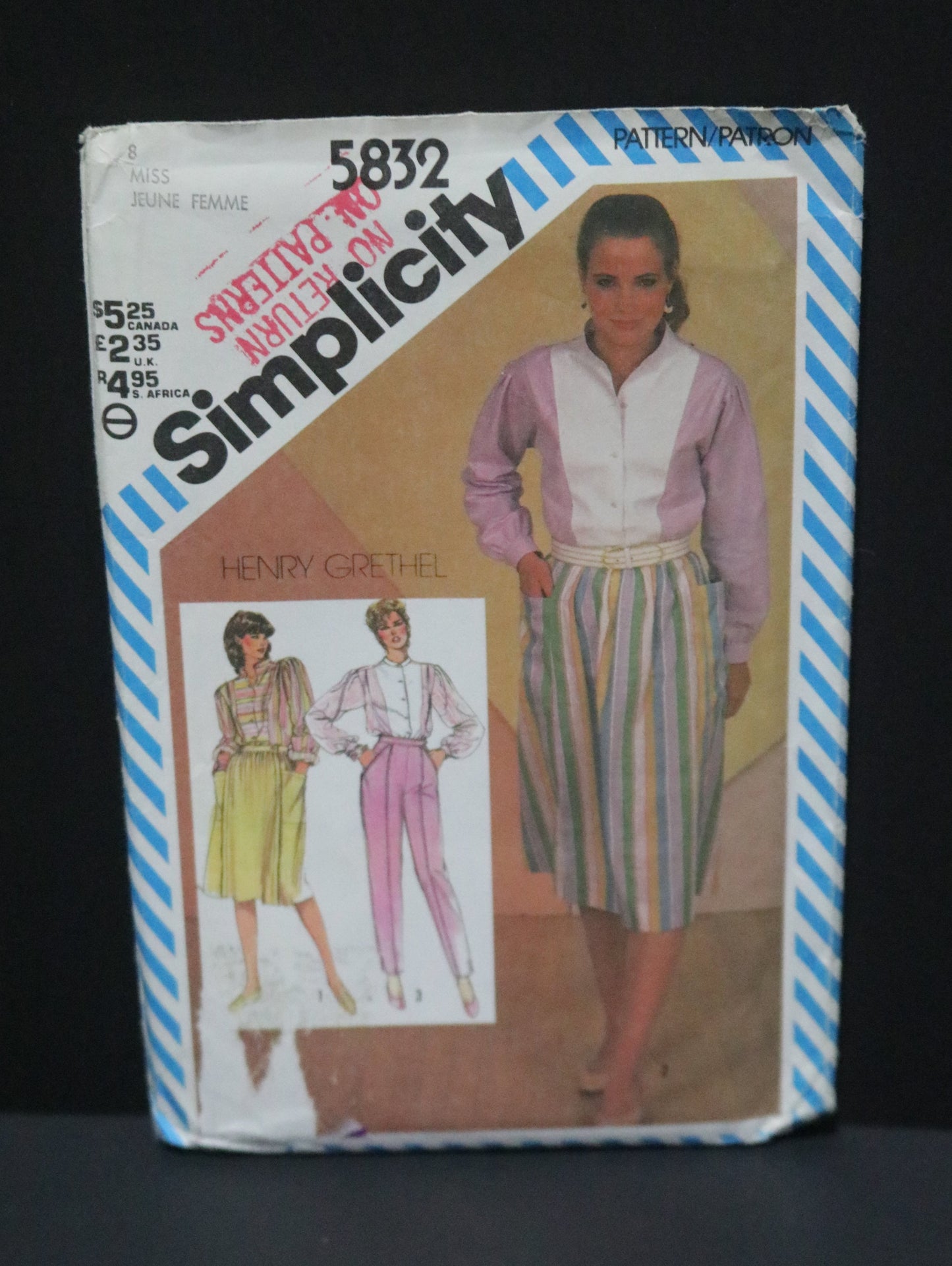 Simplicity 5832 Misses Pants Tucked Skirt and Shirt Sewing Pattern UNCUT  Size 8