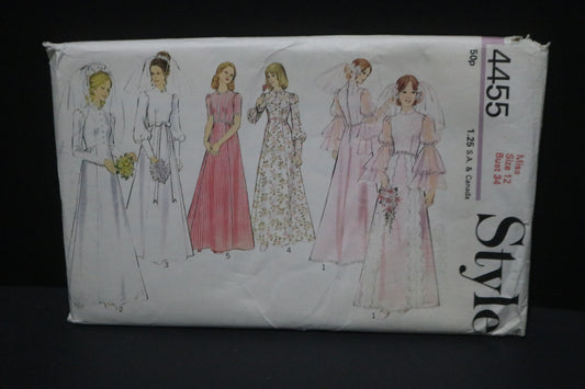 Style 4455  Misses Wedding or Bridesmaid's Dress Sewing Pattern - UNCUT - Size 12 Bust 34