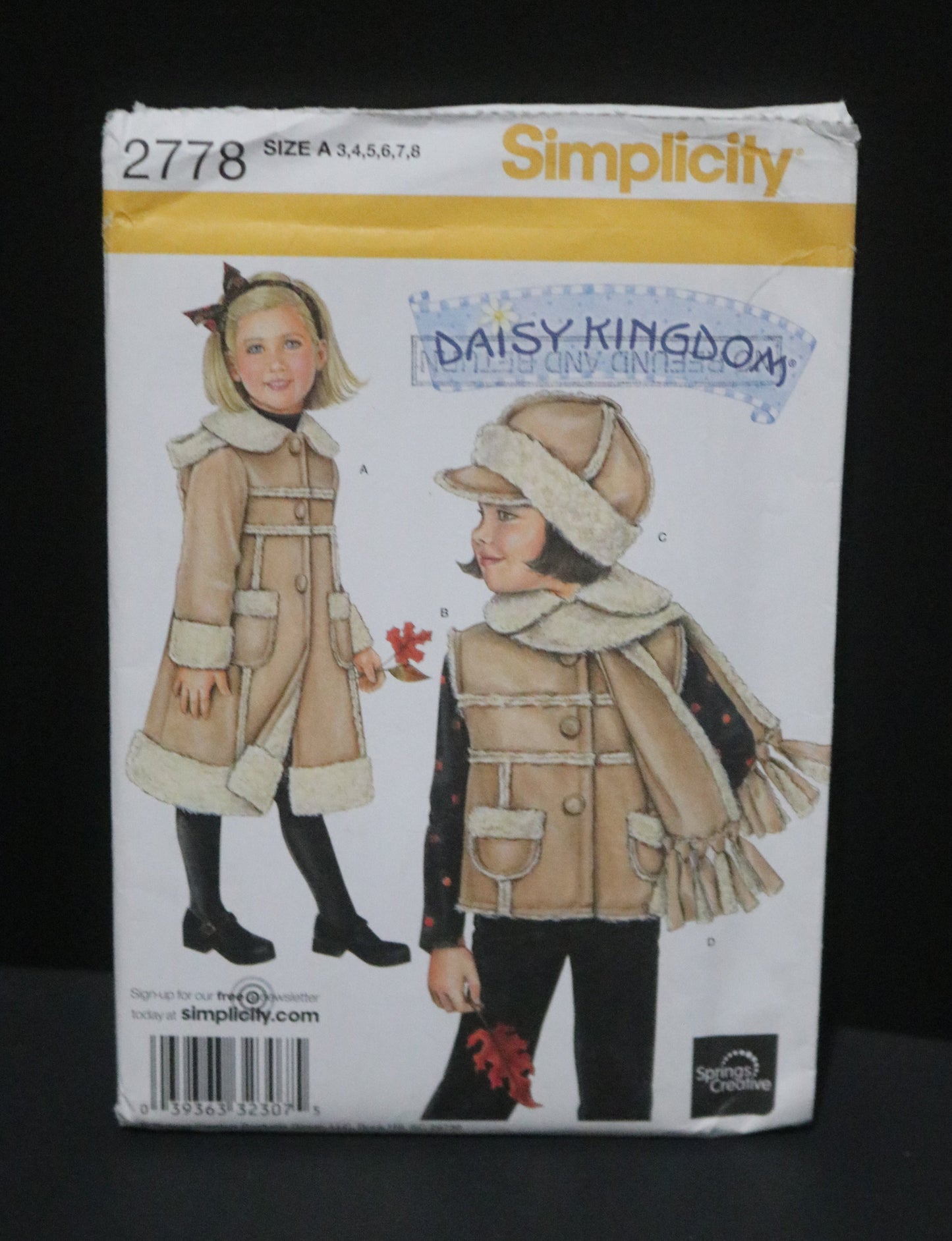 Simplicity 2778 Daisy Kingdom Childs Girls Coat Vest Scarf and Hat Sewing Pattern - UNCUT - Size 3 4 5 6 7 8