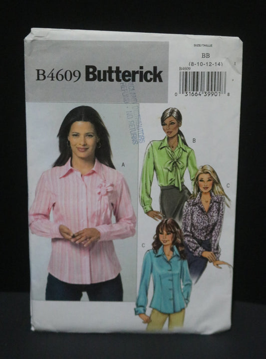 Butterick 4609 Misses / Misses Petite Shirt Sewing Pattern UNCUT - Size 8 10 12 14