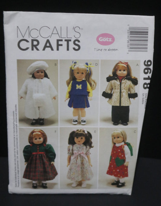 McCalls 9618 18" Doll Clothes Sewing Pattern - UNCUT