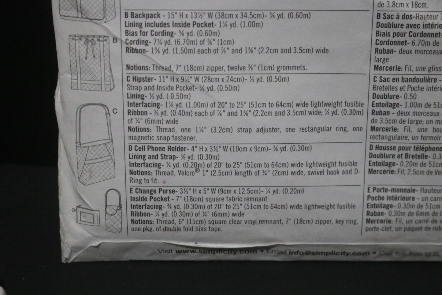 Simplicity 2911 Bags and  Accessories  Sewing Pattern - UNCUT