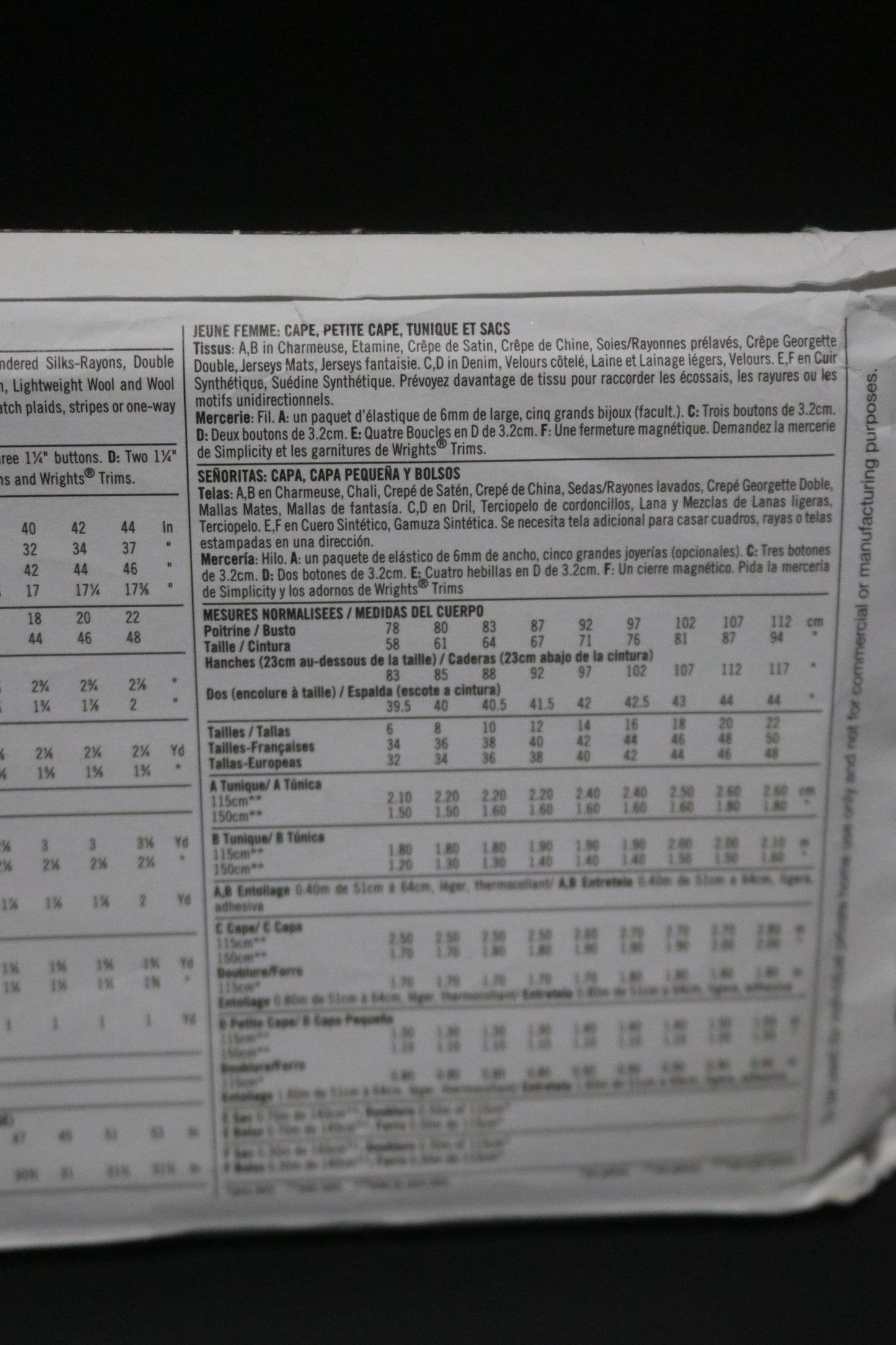 Simplicity 2735  Misses Cape, Capelet, Tunic and Bags Sewing Pattern - UNCUT - Size 14 16 18 20 22