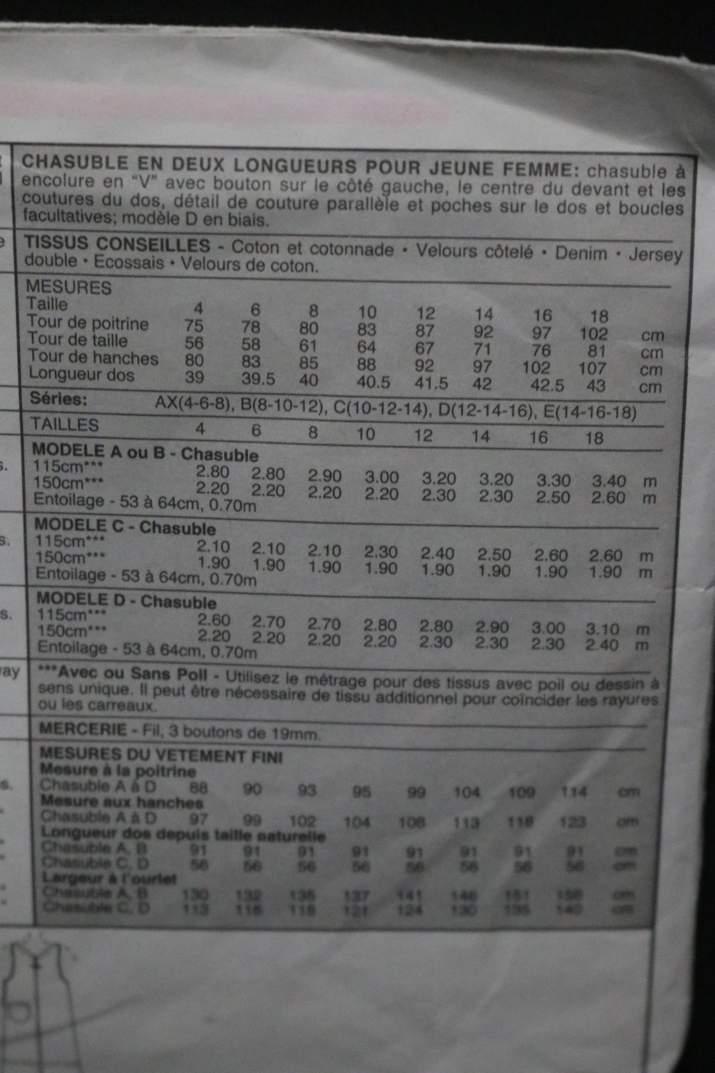 McCalls 9601  MIsses Jumper Sewing Pattern - UNCUT - Size 8 10 12