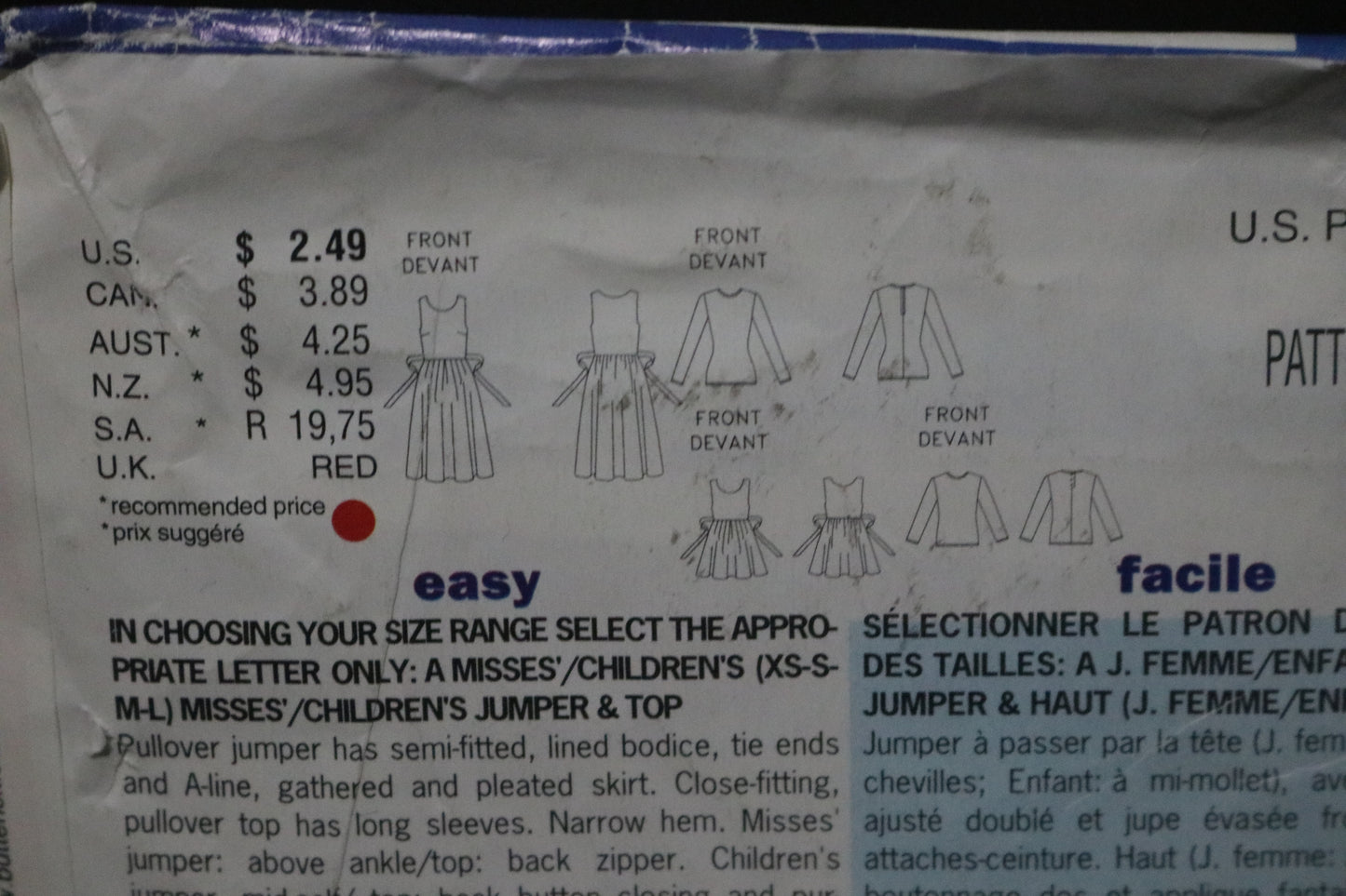 See and Sew 5684 Misses / Children's Jumper and Top Sewing Pattern Sewing Pattern UNCUT Childs Size 2 - 6X Misses Size XS S M L