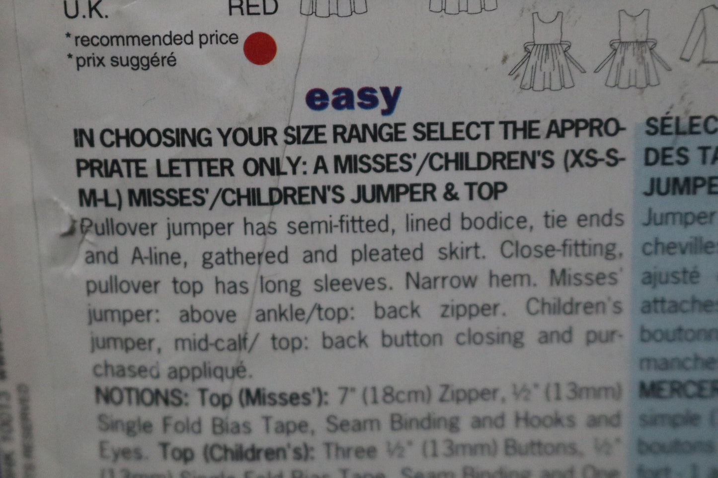 See and Sew 5684 Misses / Children's Jumper and Top Sewing Pattern Sewing Pattern UNCUT Childs Size 2 - 6X Misses Size XS S M L