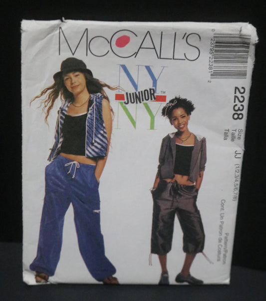 McCalls 2238 Junior's Jacket Vest and Pants in Two Lengths Sewing Pattern UNCUT Size 1/2 3/4 5/6 7/8