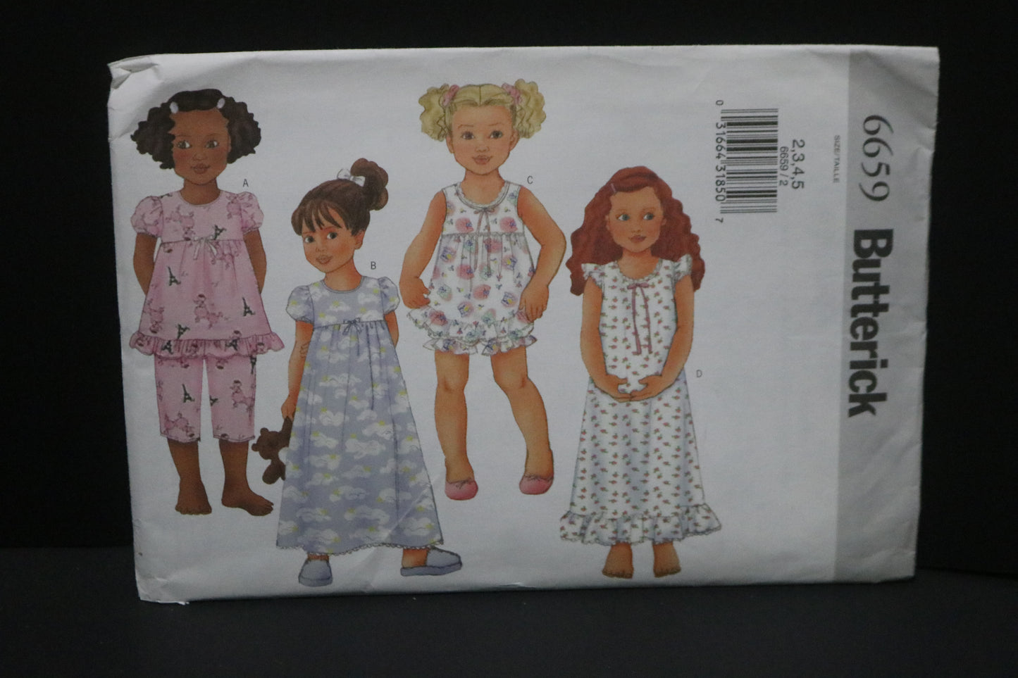 Butterick 6659 Childrens Girls Summer Pajamas Top Dress Pants and Panties Sewing Pattern - UNCUT Size 2 3 4 5