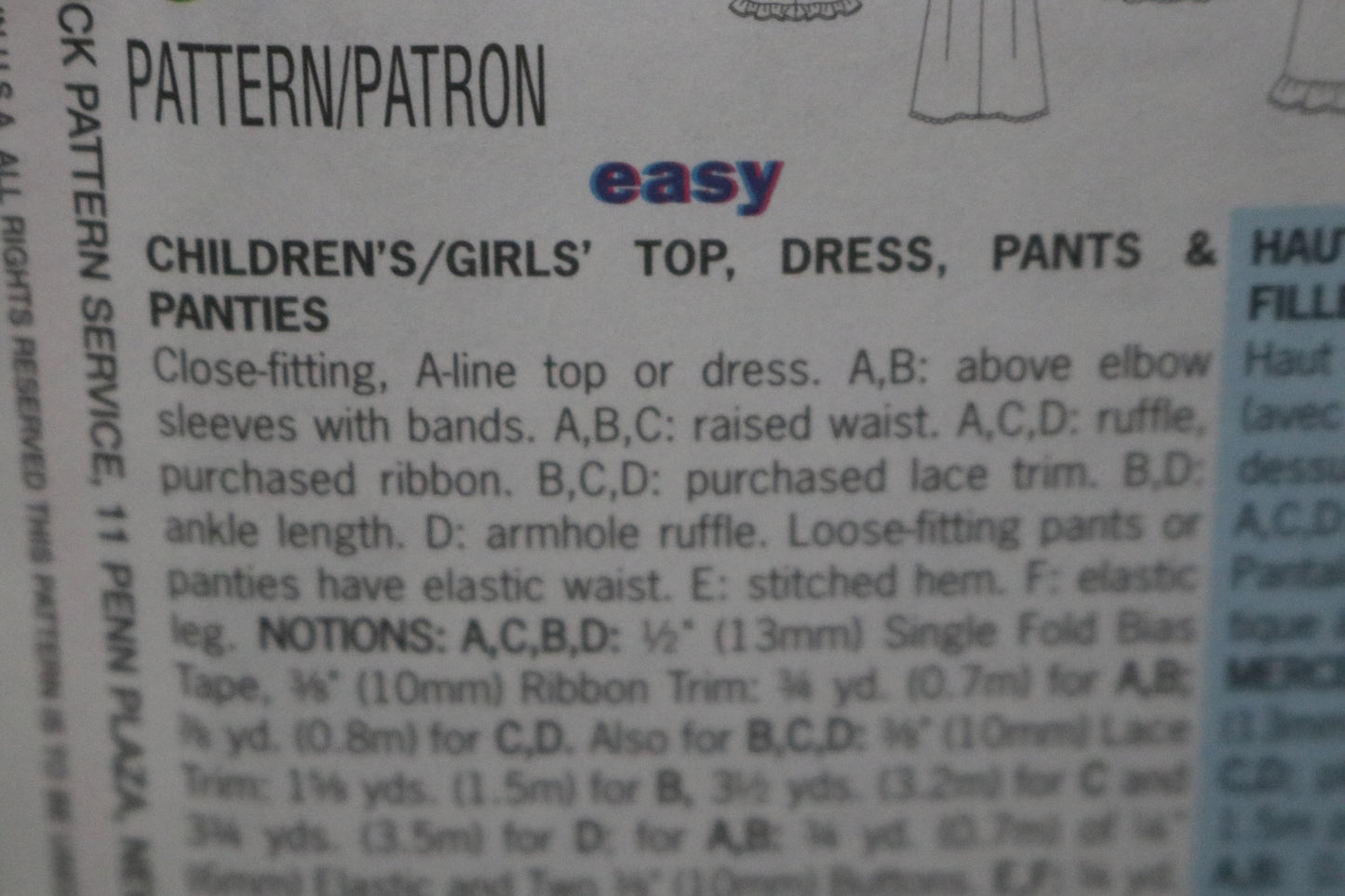 Butterick 6659 Childrens Girls Summer Pajamas Top Dress Pants and Panties Sewing Pattern - UNCUT Size 2 3 4 5