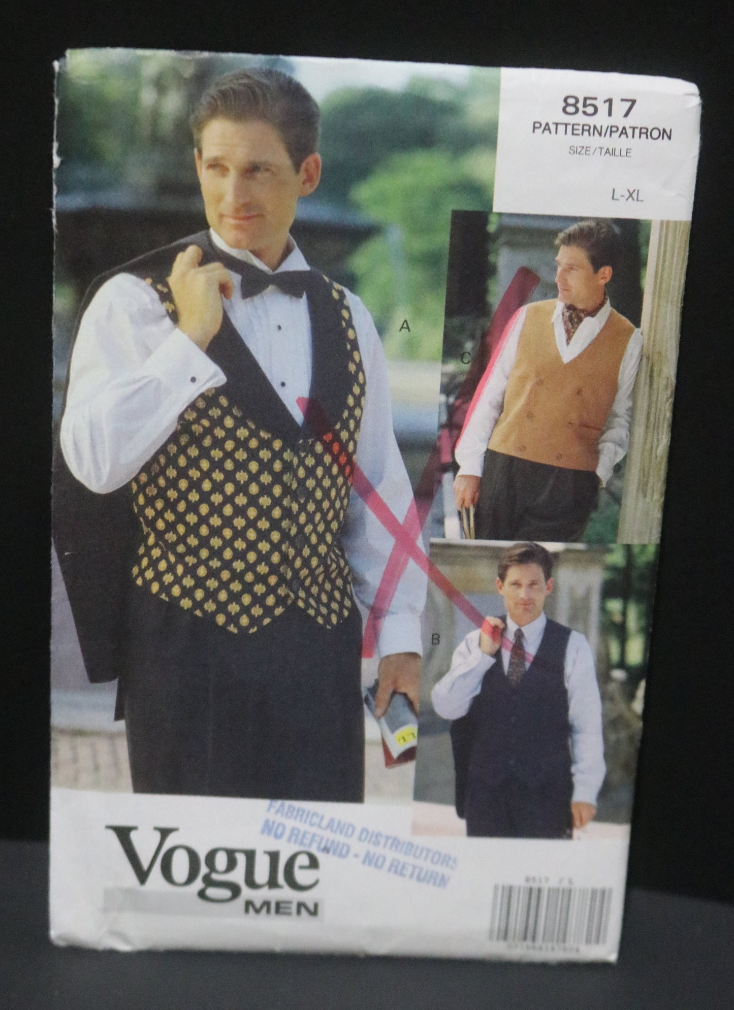 Vogue 8517 Men's Vest Sewing Pattern - UNCUT - Size L - XL