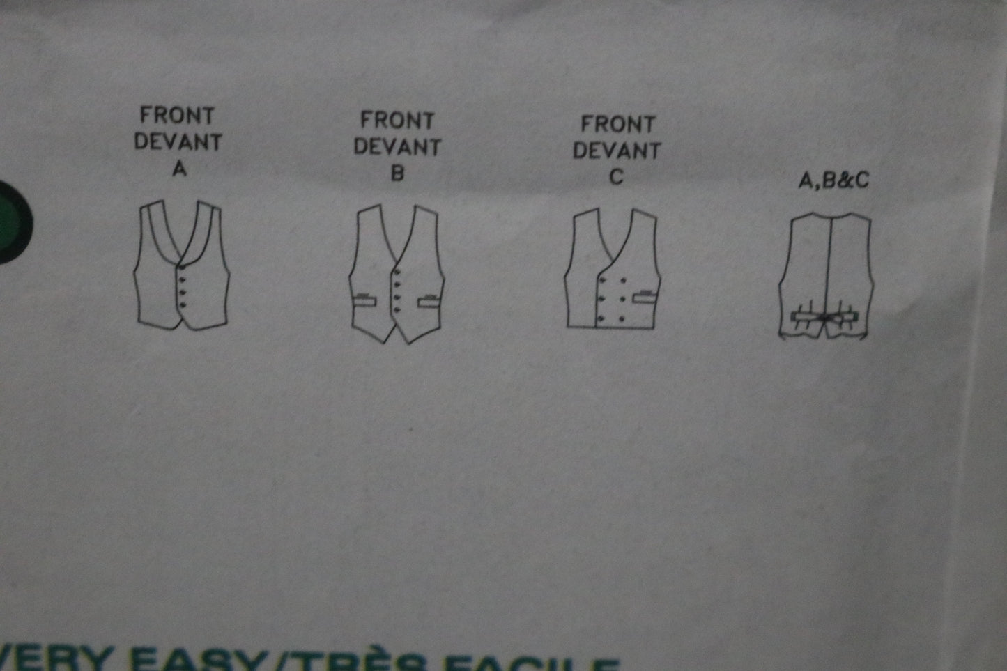 Vogue 8517 Men's Vest Sewing Pattern - UNCUT - Size L - XL