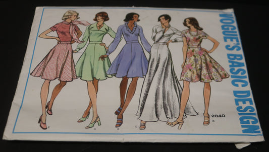 Vogue 2840 Basic Design Misses Dress Sewing Pattern - UNCUT - Size 12