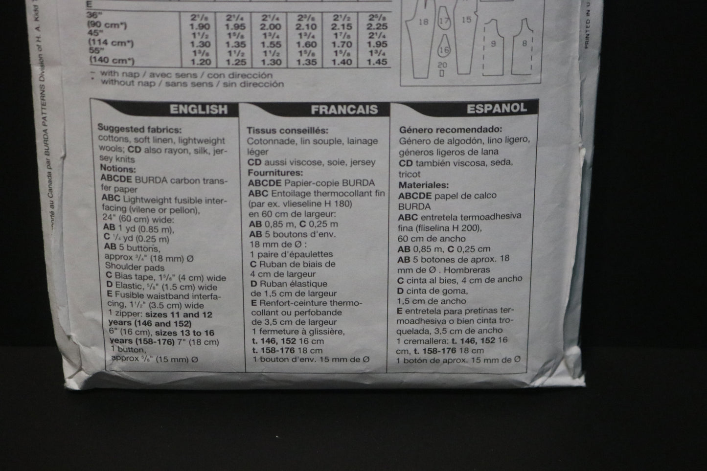 Burda 3816 Girls Jacket, Top , Skirt, and Pants Sewing Pattern - UNCUT - Size 11 12 13jun 14jun 15jun