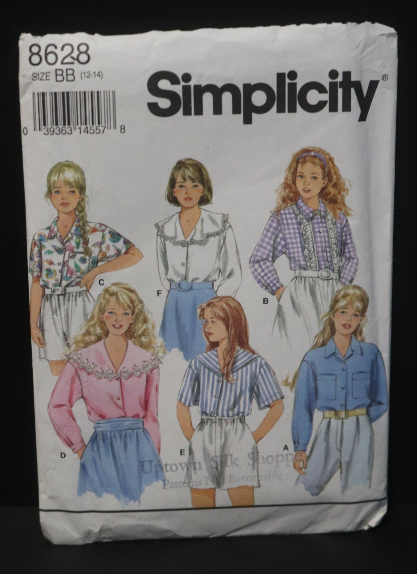 Simplicity 8628 Girls Shirt Sewing Pattern - UNCUT Size 12 -14