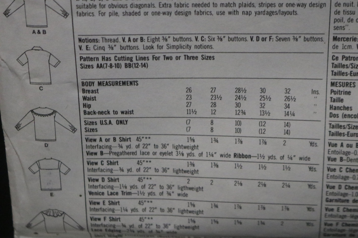 Simplicity 8628 Girls Shirt Sewing Pattern - UNCUT Size 12 -14