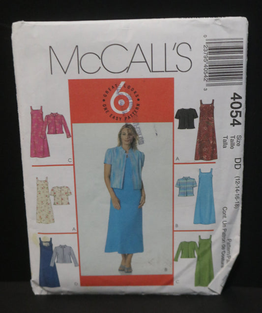 McCalls 4054 Misses / Miss Petite Unlined Jacket and Dress Sewing Pattern - UNCUT - Size 12 14 16